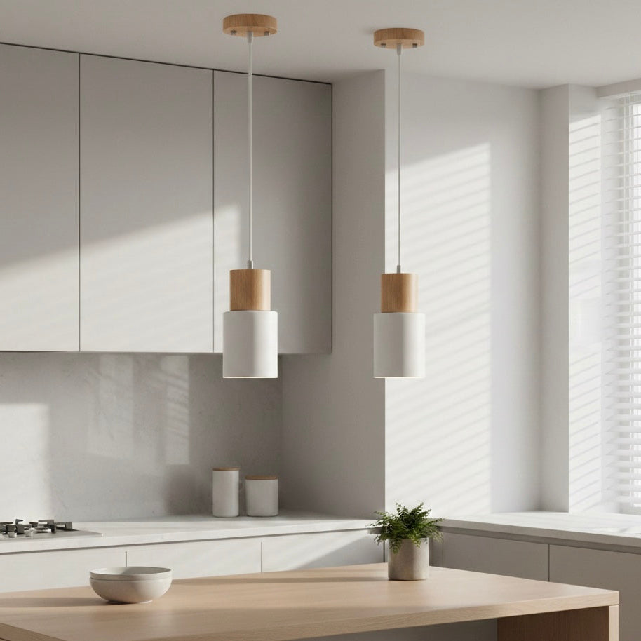 Nordic Collection | LED Pendant Light with Natural Wood & Iron | Minimalist Design for Cozy Kitchen Pendant Lighting