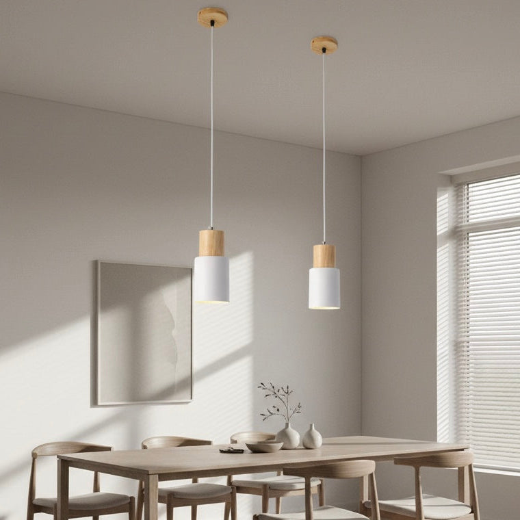 Nordic Collection | LED Pendant Light with Natural Wood & Iron | Minimalist Design for Cozy Kitchen Pendant Lighting