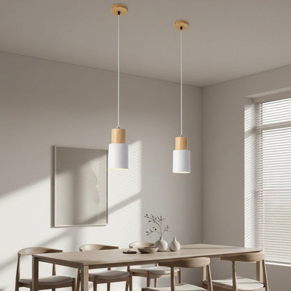 Nordic Collection | LED Pendant Light with Natural Wood & Iron | Minimalist Design for Cozy Kitchen Pendant Lighting