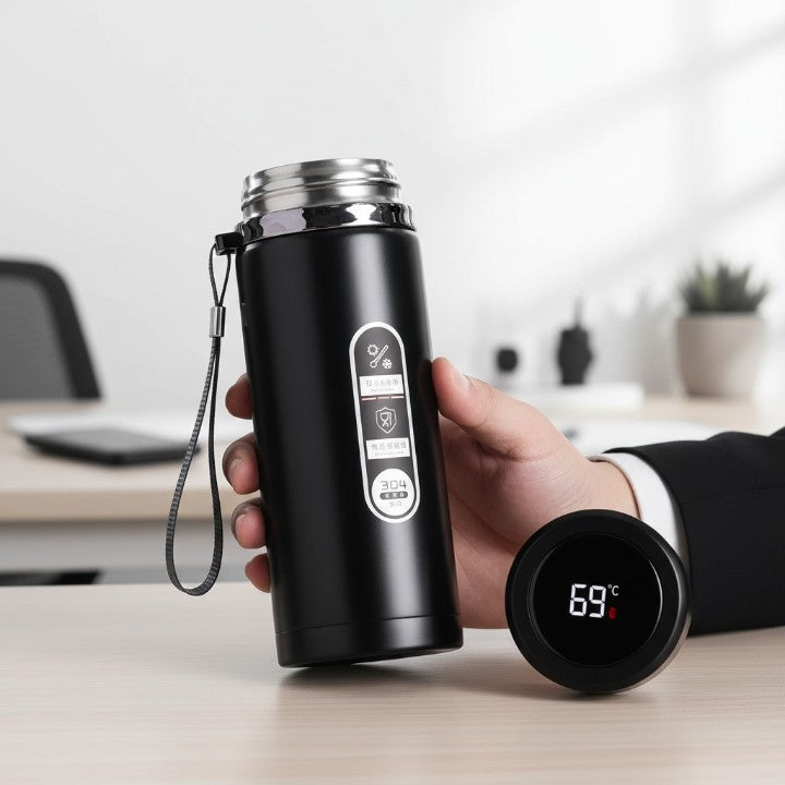 Thermosflasche mit LED-Temperaturanzeige – Edelstahl isoliert -    Zorenza