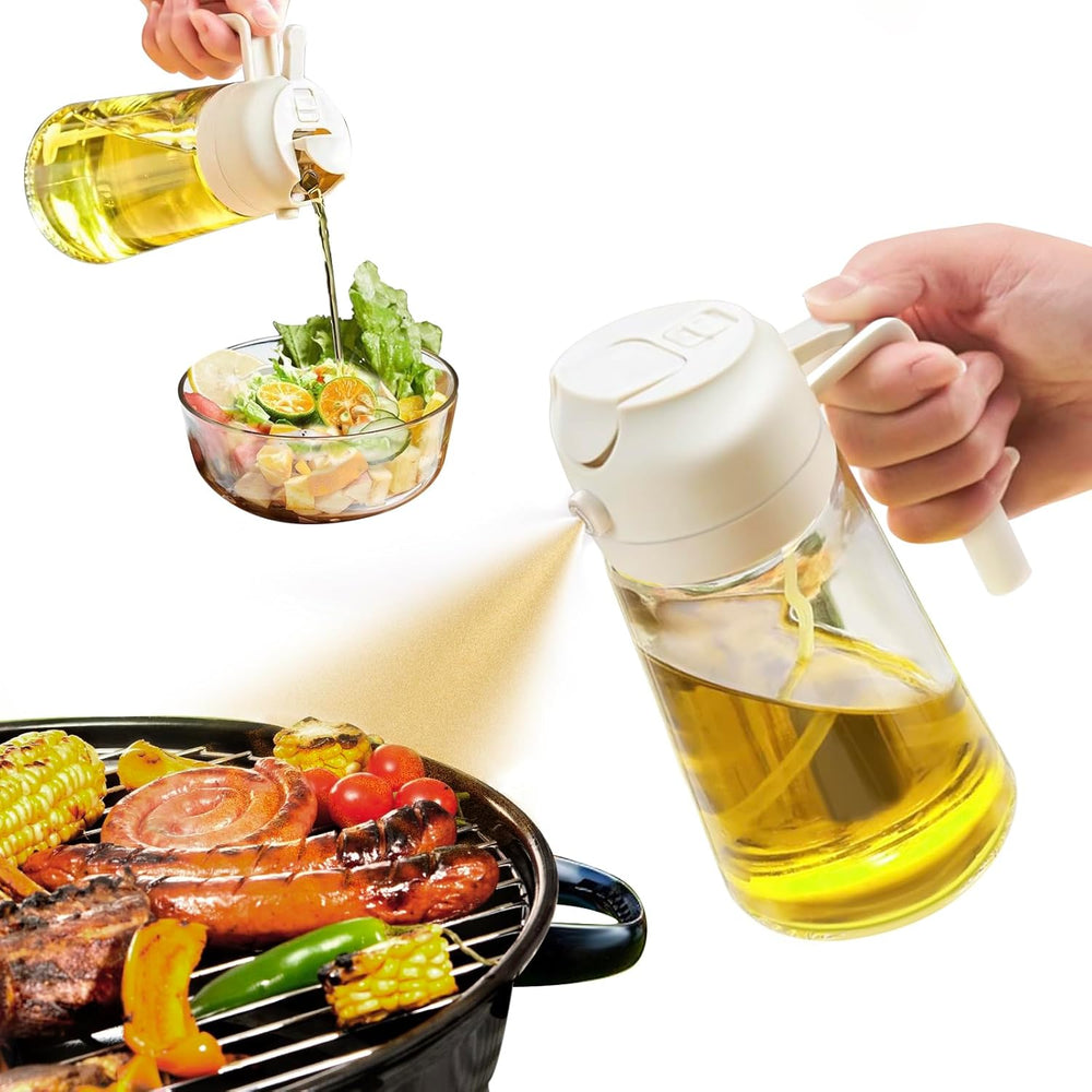 Oil Sprayer Bottle Glass 2-in-1 Pourer Food-Safe with Fine Mist Spray