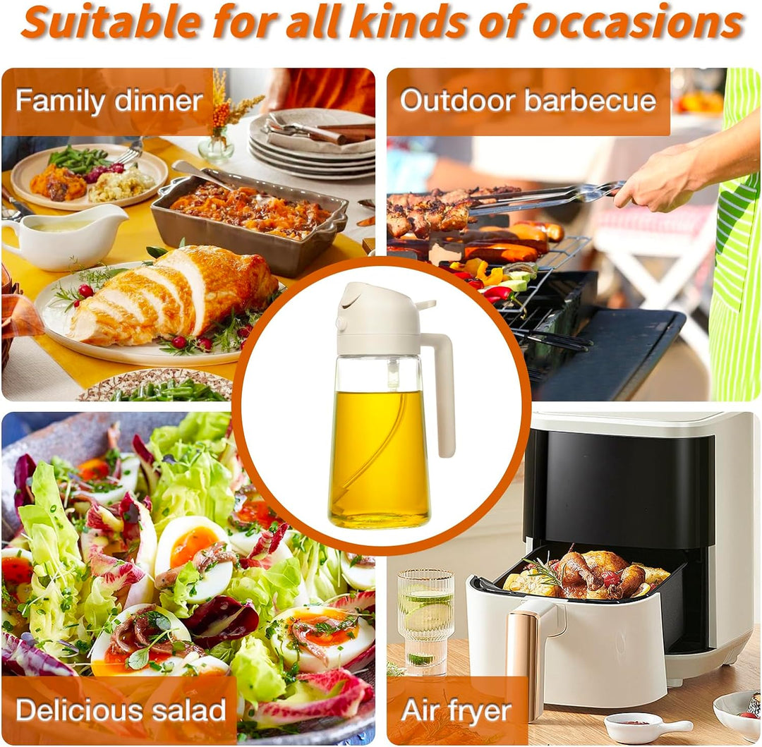 Oil Sprayer Bottle Glass 2-in-1 Pourer Food-Safe with Fine Mist Spray