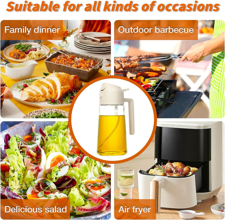 Oil Sprayer Bottle Glass 2-in-1 Pourer Food-Safe with Fine Mist Spray