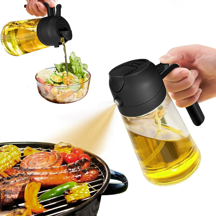 Oil Sprayer Bottle Glass 2-in-1 Pourer Food-Safe with Fine Mist Spray