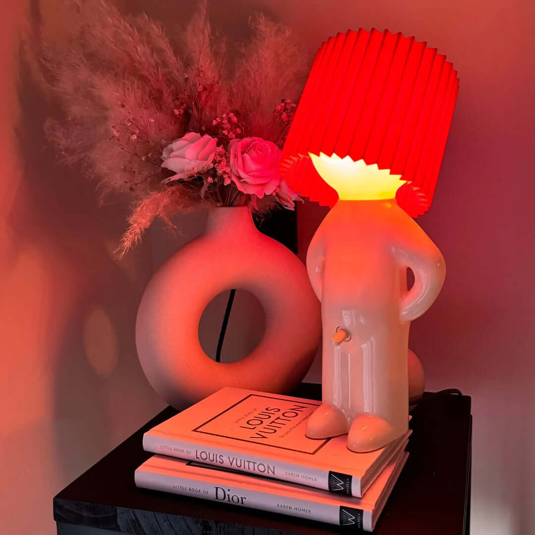 Ribbed Shade LED Table Lamp 29 cm | Green, Yellow, Red, Black | Soft Ambient Lighting for Nightstand, Desk or Sideboard 5