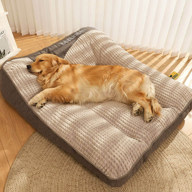 Orthopaedic Memory Foam Dog Bed | Raised Headrest &amp; Removable Velvet Cover | Supports Joints for a Deeper, More Restful Sleep
