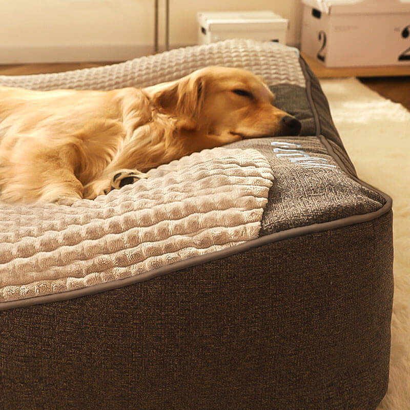 Orthopaedic Memory Foam Dog Bed | Raised Headrest &amp; Removable Velvet Cover | Supports Joints for a Deeper, More Restful Sleep
