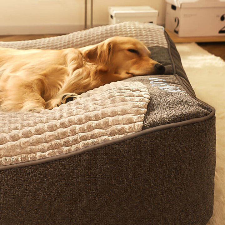 Orthopaedic Memory Foam Dog Bed | Raised Headrest &amp; Removable Velvet Cover | Supports Joints for a Deeper, More Restful Sleep
