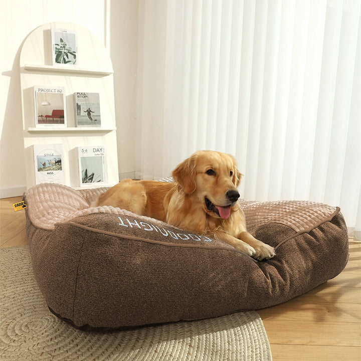 Orthopaedic Memory Foam Dog Bed | Raised Headrest &amp; Removable Velvet Cover | Supports Joints for a Deeper, More Restful Sleep