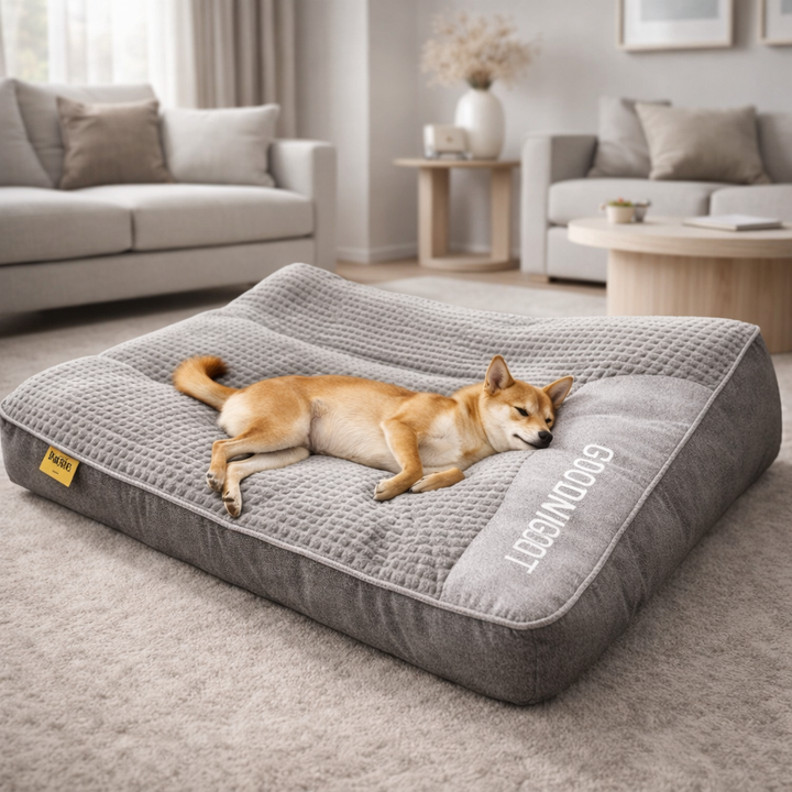 Orthopaedic Memory Foam Dog Bed | Raised Headrest &amp; Removable Velvet Cover | Supports Joints for a Deeper, More Restful Sleep