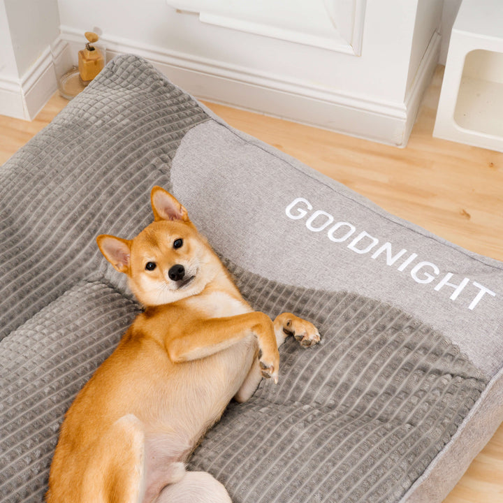 Orthopaedic Memory Foam Dog Bed | Raised Headrest &amp; Removable Velvet Cover | Supports Joints for a Deeper, More Restful Sleep