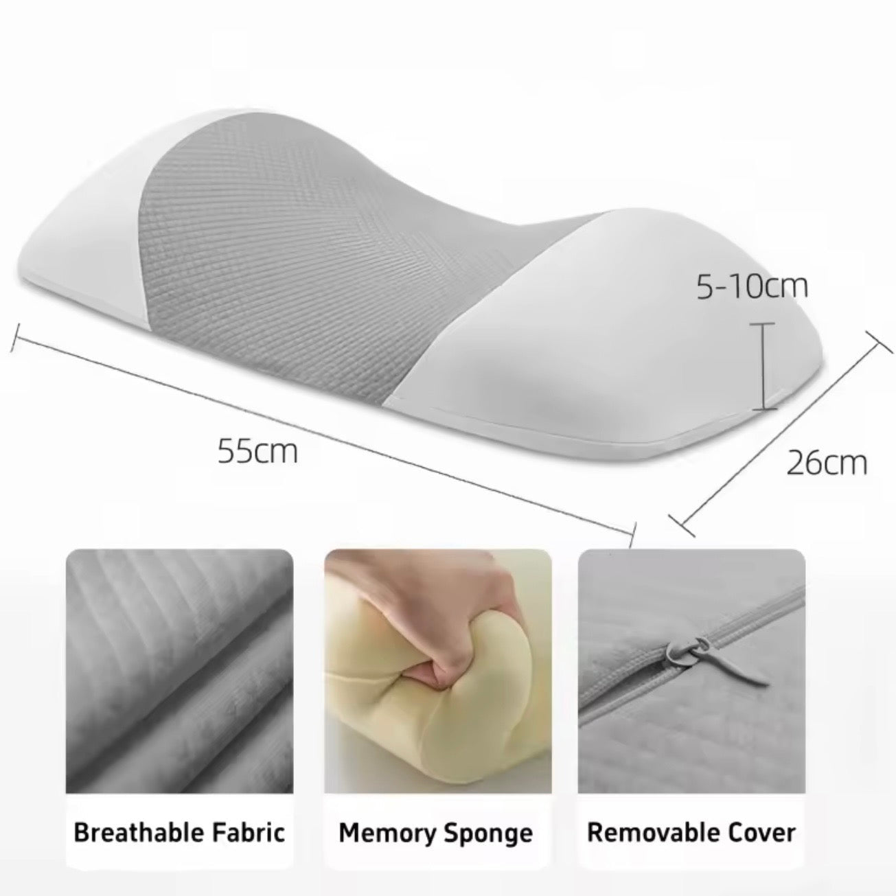 Pillow for Side Sleepers with Orthopedic Contour | Ergonomic Design for Pain-Free Sleep