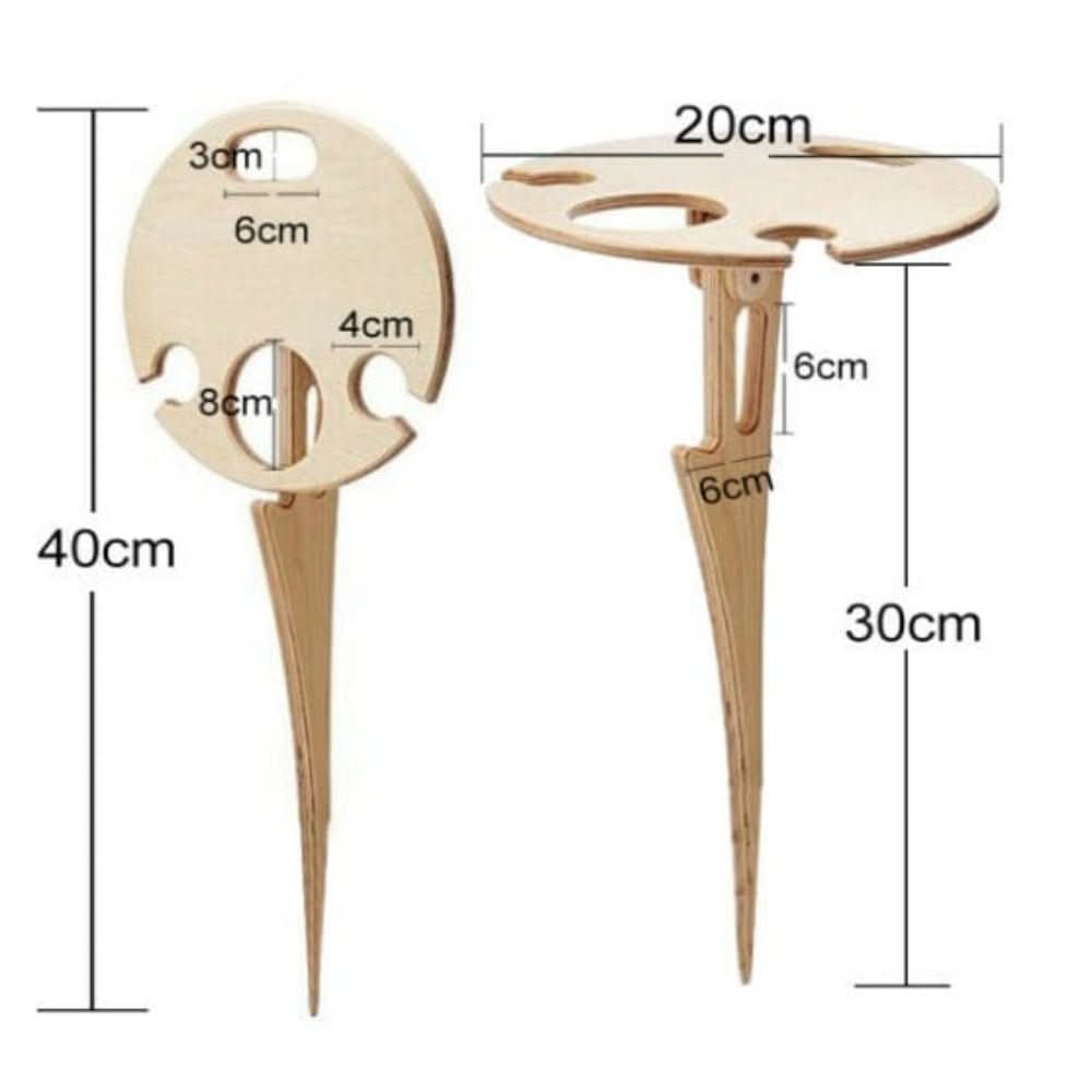 Outdoor Wooden Wine Table | Portable Garden Spike Wine &amp; Snack Stand
