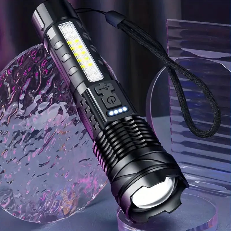Tactical Flashlight 5000 Lumen | USB Rechargeable, 2600 mAh, 1000 m Range | Waterproof IP64, Shockproof Aluminium Body 4