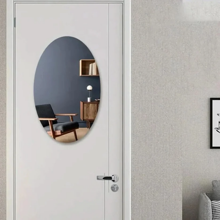 Oval Self-Adhesive Mirror No-Drill Wall Mount Clear