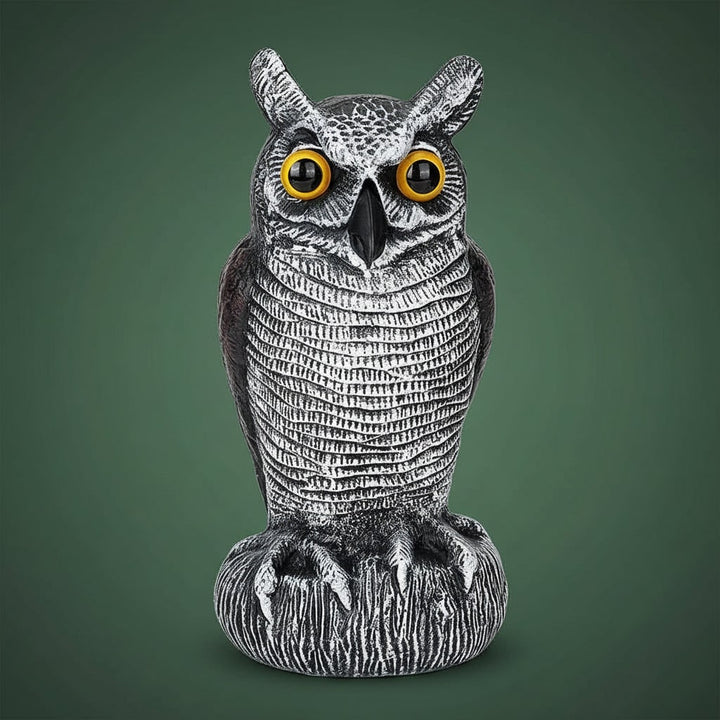Owl Decoy Statue Halloween Garden Decor | Realistic Bird Deterrent Scarecrow | Weatherproof Molded Plastic Design
