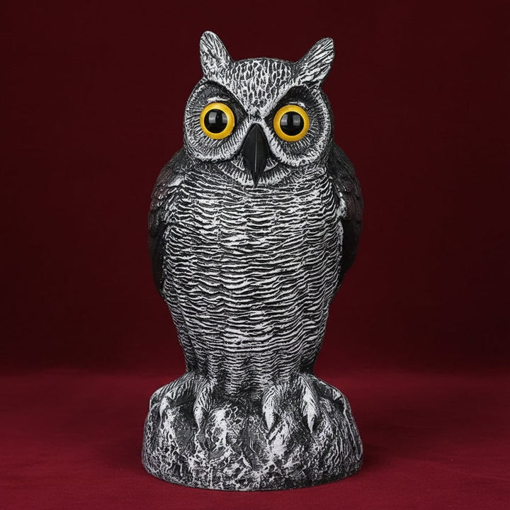 Owl Decoy Statue Halloween Garden Decor | Realistic Bird Deterrent Scarecrow | Weatherproof Molded Plastic Design