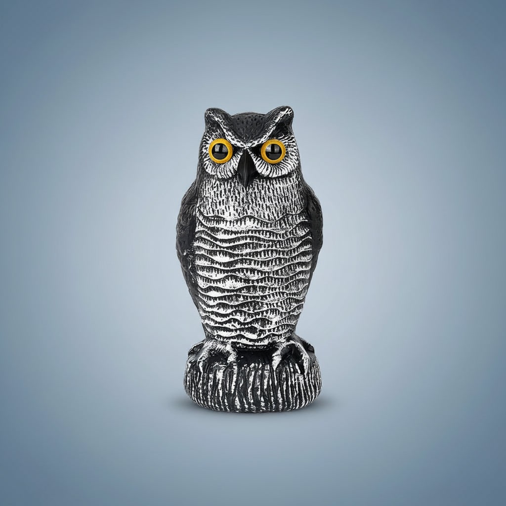 Owl Decoy Statue Halloween Garden Decor | Realistic Bird Deterrent Scarecrow | Weatherproof Molded Plastic Design