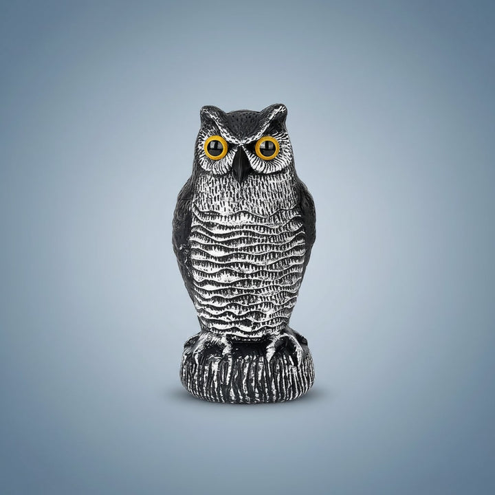 Owl Decoy Statue Halloween Garden Decor | Realistic Bird Deterrent Scarecrow | Weatherproof Molded Plastic Design