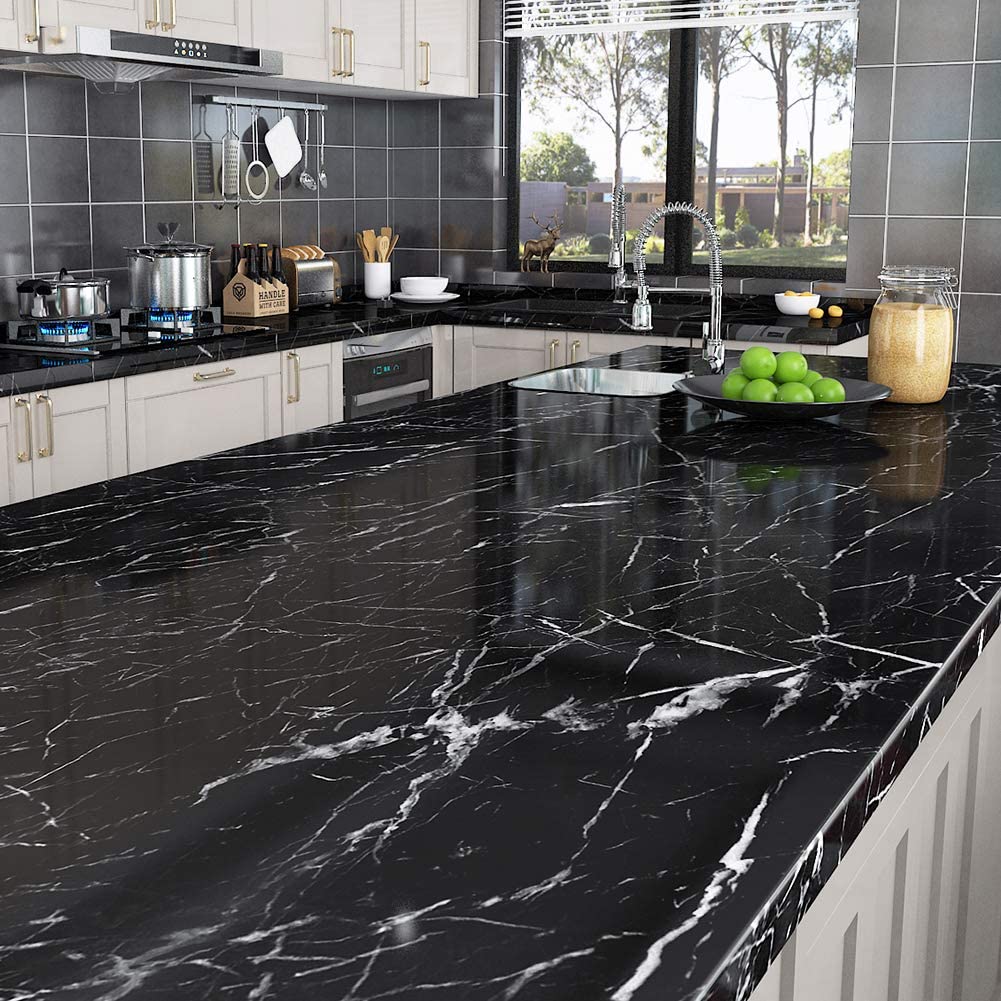 PVC Solid Vinyl Marble Wallpaper Waterproof Self-adhesive Wallpaper 1