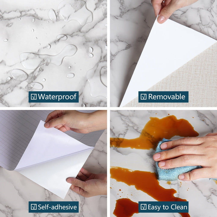 PVC Solid Vinyl Marble Wallpaper Waterproof Self-adhesive Wallpaper 3