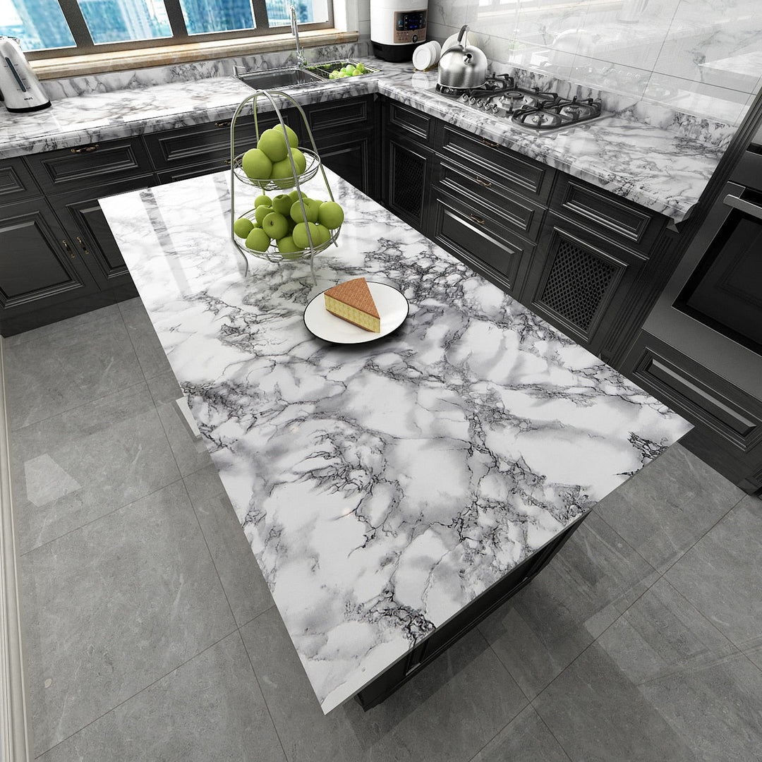 PVC Solid Vinyl Marble Wallpaper Waterproof Self-adhesive Wallpaper 4