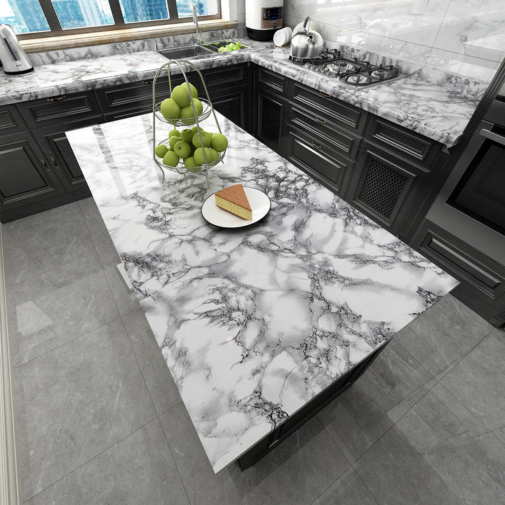 PVC Solid Vinyl Marble Wallpaper Waterproof Self-adhesive Wallpaper 4