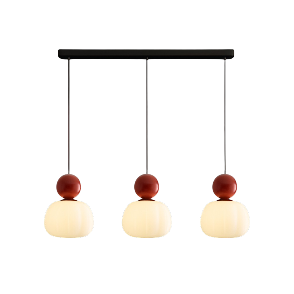 Pendant Light with Spherical Accent | Art Deco Translucent Shade | 1 or 3 Head Diffused Lighting Fixture for Home