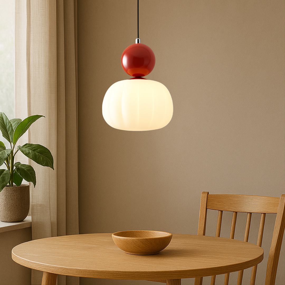 Pendant Light with Spherical Accent | Art Deco Translucent Shade | 1 or 3 Head Diffused Lighting Fixture for Home