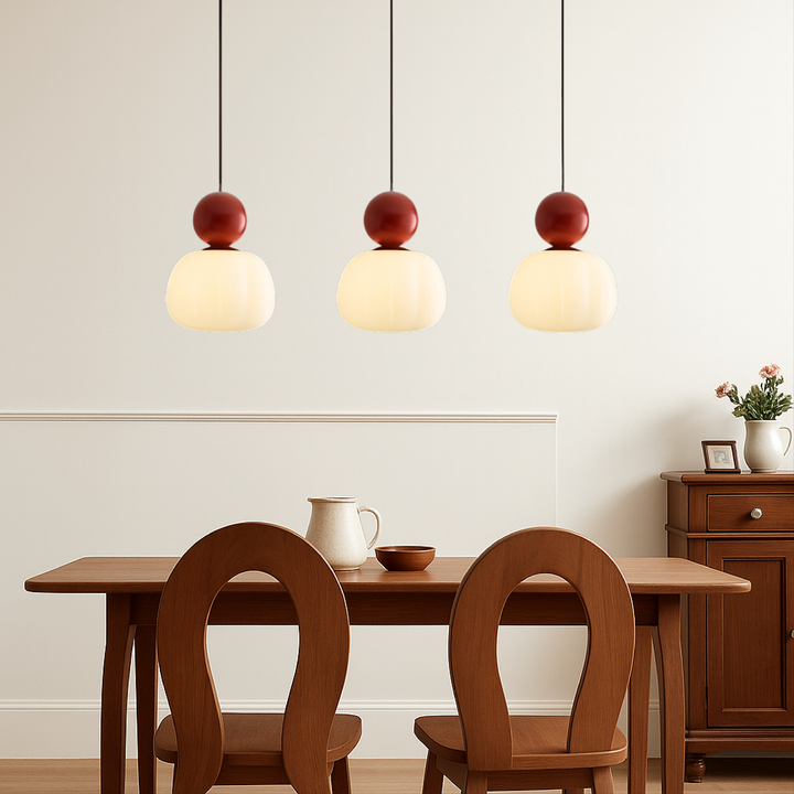 Pendant Light with Spherical Accent | Art Deco Translucent Shade | 1 or 3 Head Diffused Lighting Fixture for Home