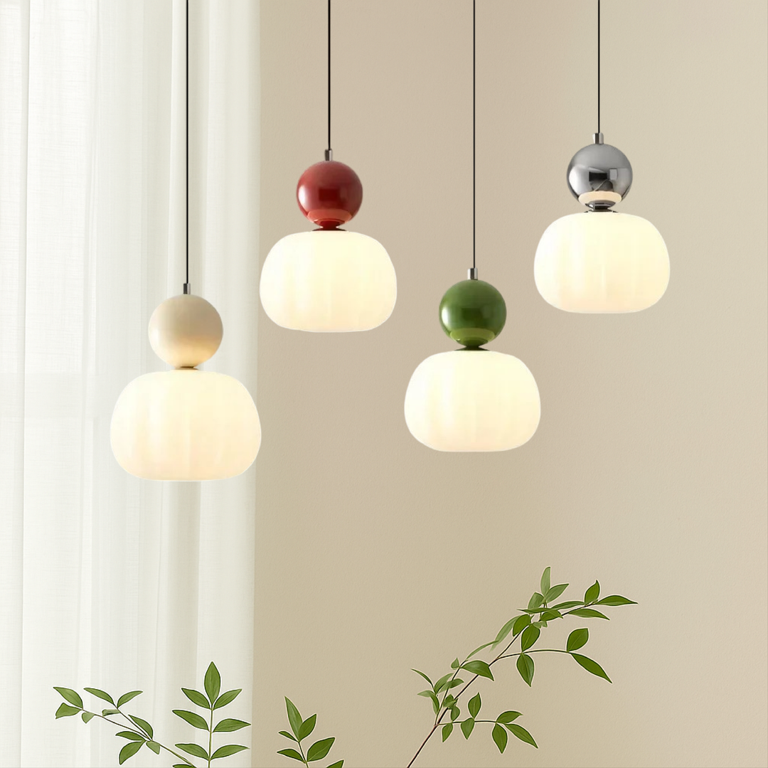 Pendant Light with Spherical Accent | Art Deco Translucent Shade | 1 or 3 Head Diffused Lighting Fixture for Home