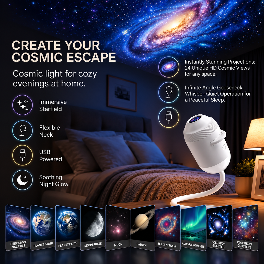 Personal Cosmic Projector | Bendable USB Arm, Twist Lens