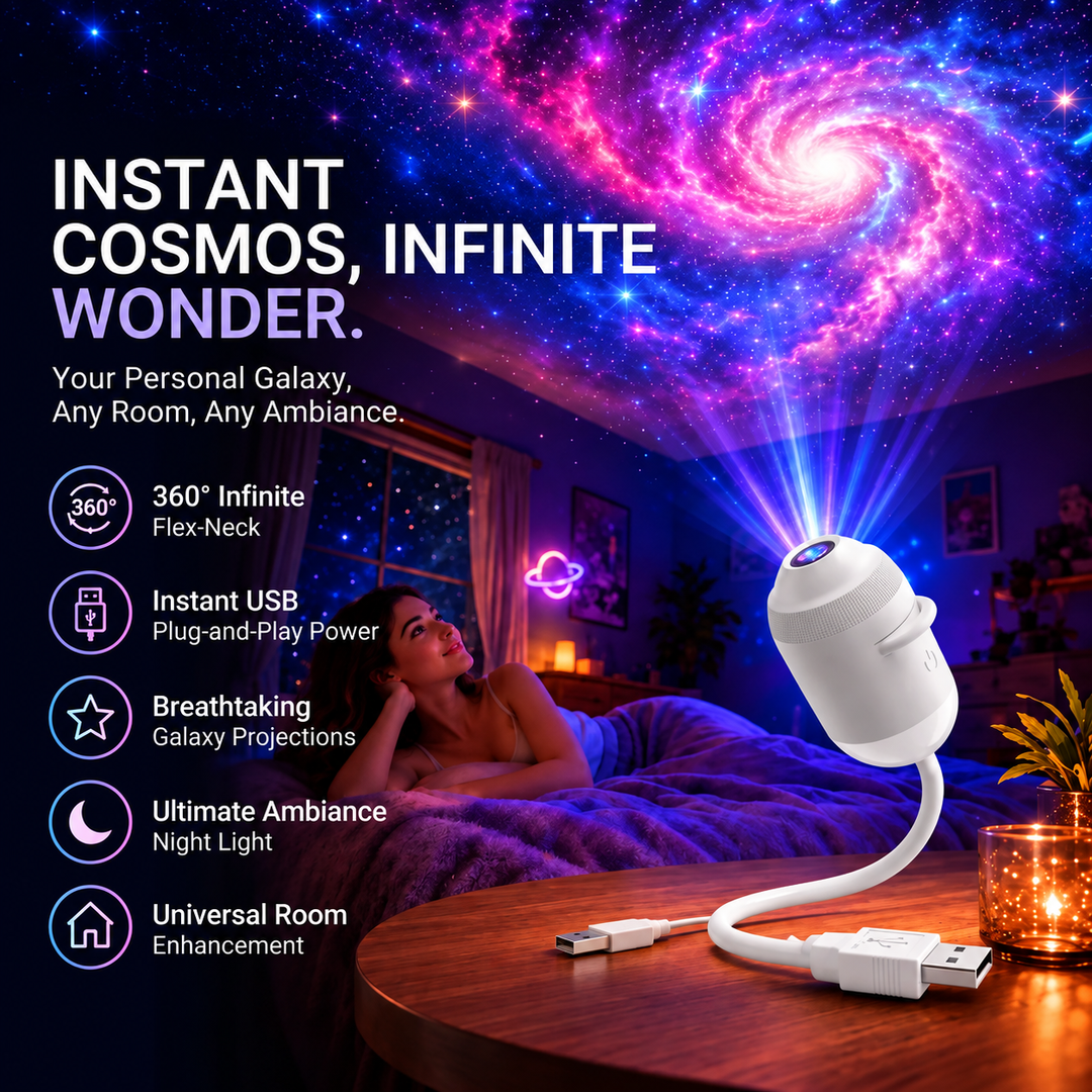 Personal Cosmic Projector | Bendable USB Arm, Twist Lens