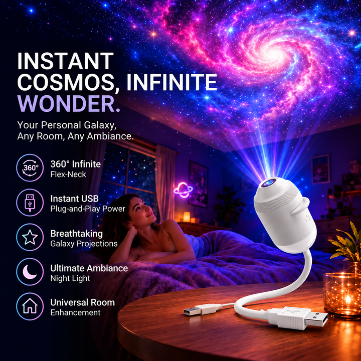 Personal Cosmic Projector | Bendable USB Arm, Twist Lens