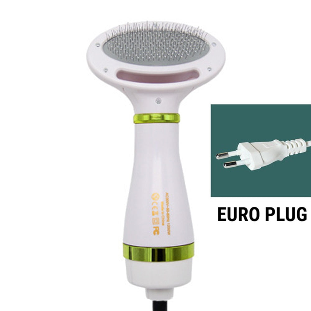 Pet Dryer Brush | Hot &amp; Cold Airflow with Stainless Steel Comb | Gentle 2in1 Grooming Tool for Cats and Small to Medium Dogs
