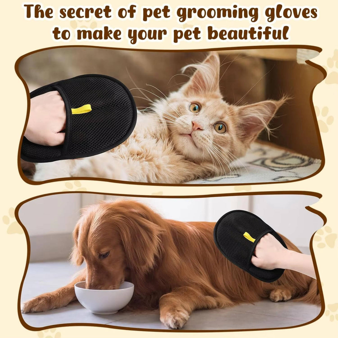 Pet Hair Remover Glove 2 Pack | Electrostatic Double-Sided Grooming Tool | Washable, Breathable Mesh for All Coats