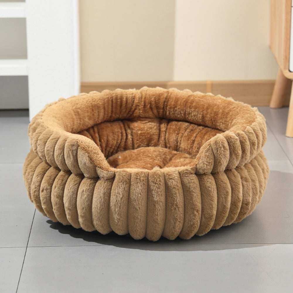 Pet Bed Donut Shape Raised Sides Soft Washable Thick Base with Removable Cushion 4