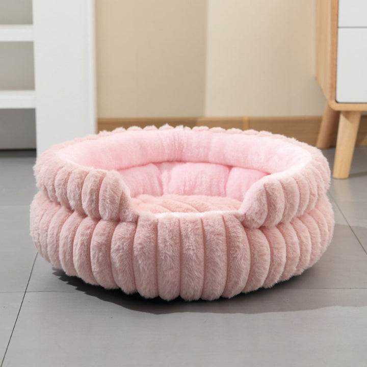 Pet Bed Donut Shape Raised Sides Soft Washable Thick Base with Removable Cushion 3