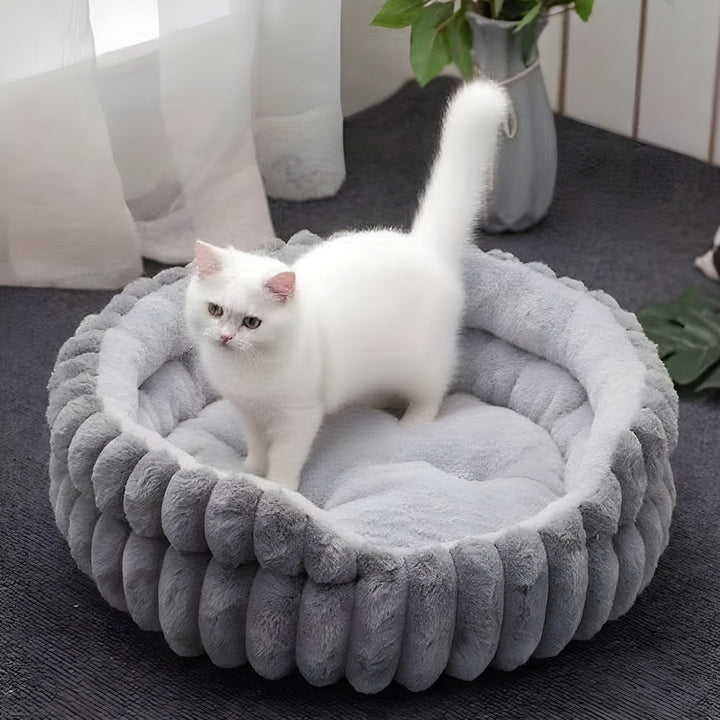 Pet Bed Donut Shape Raised Sides Soft Washable Thick Base with Removable Cushion 1