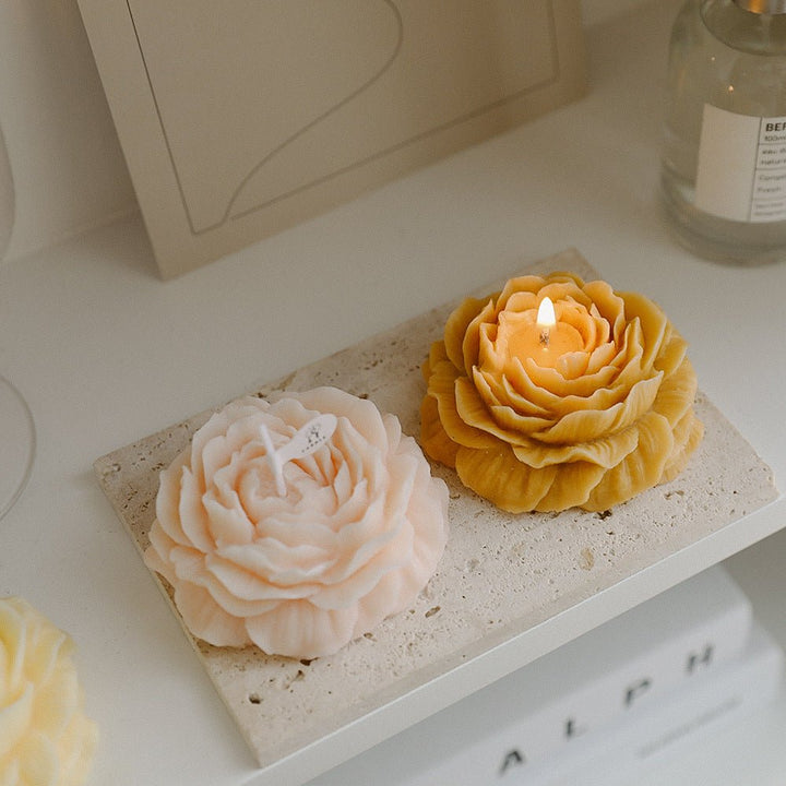 Petal Bloom Floral Wax Candle Set | Peony Shape | Assorted Scents, 4 Pieces 2