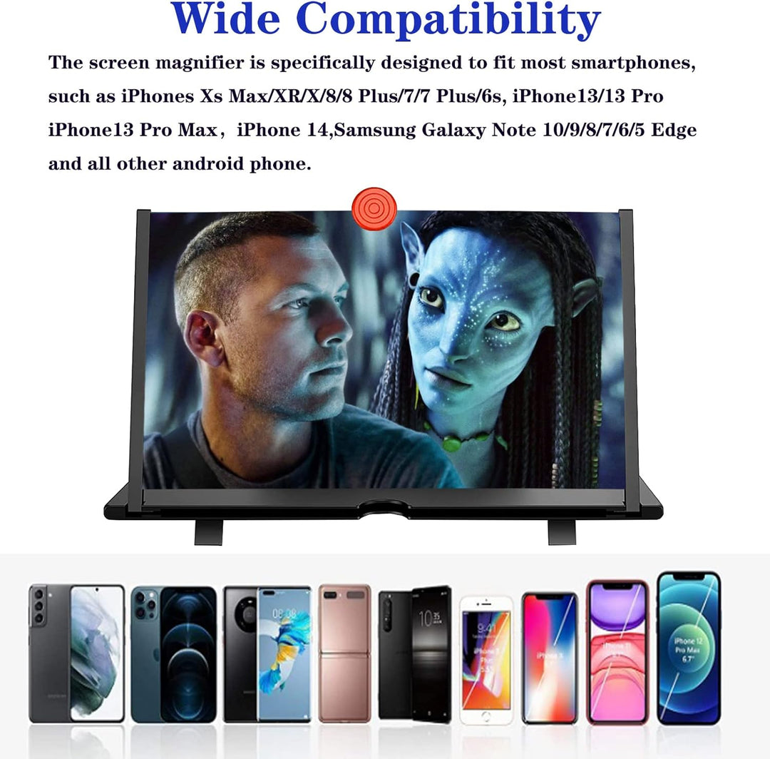 Phone Screen Magnifier 16 Inch | 3D HD Acrylic Lens, 3-5x Zoom Magnification | Foldable, Portable, Battery-Free Design