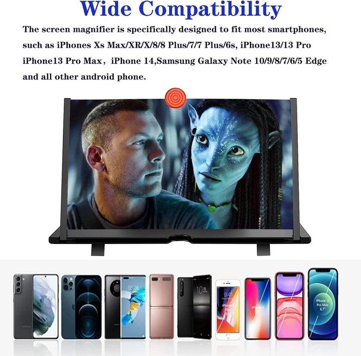 Phone Screen Magnifier 16 Inch | 3D HD Acrylic Lens, 3-5x Zoom Magnification | Foldable, Portable, Battery-Free Design