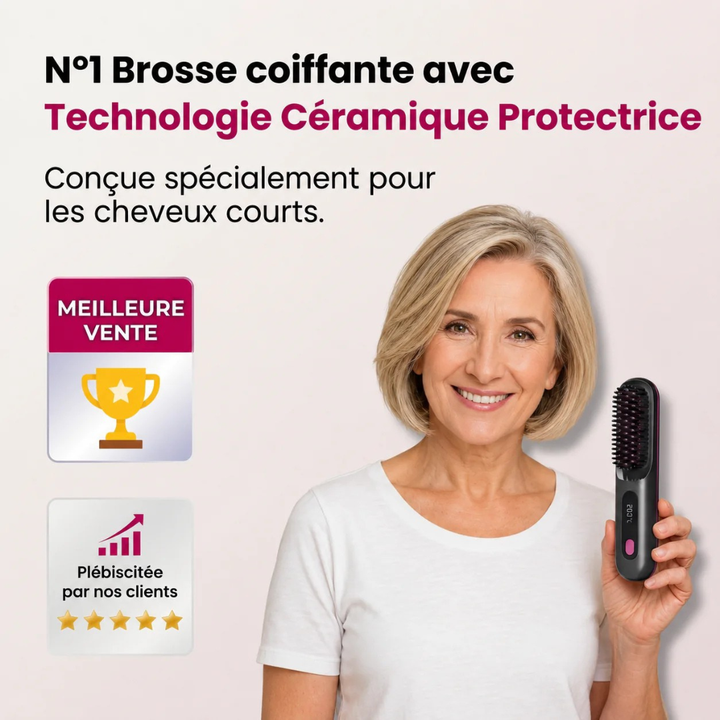 Heated Styling Brush for Short Hair | Ceramic Coating | Fast Styling, Natural Volume &amp; Frizz Control for Easy Daily Use 1