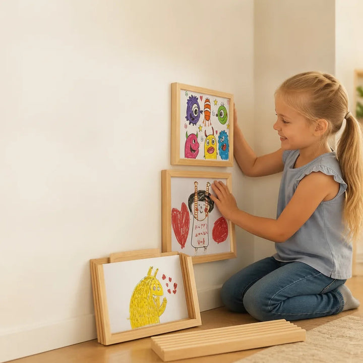 Picture Frame with Magnetic Closure | A4 Pine Kids Art Display Frame