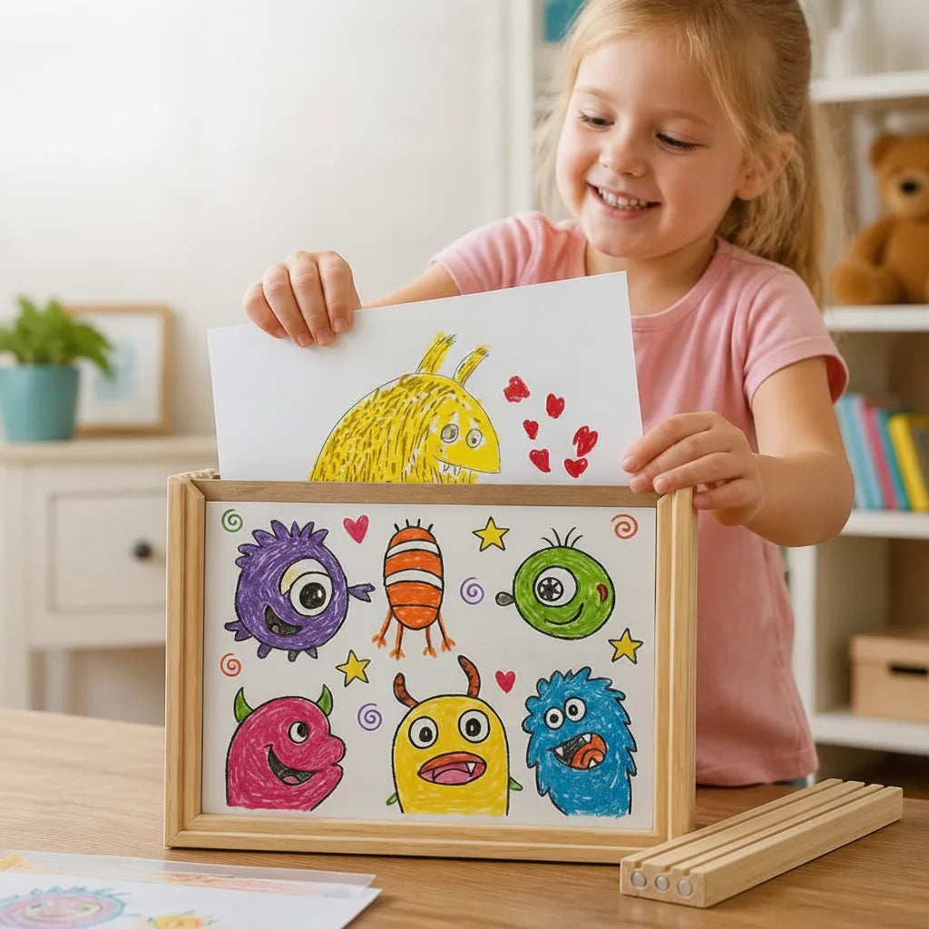 Picture Frame with Magnetic Closure | A4 Pine Kids Art Display Frame