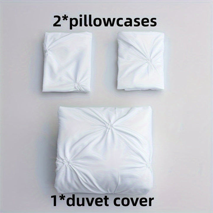 Pintuck Duvet Cover Set Polyester | Diamond Pleat Texture Design | Machine Washable with Matching Pillow Shams