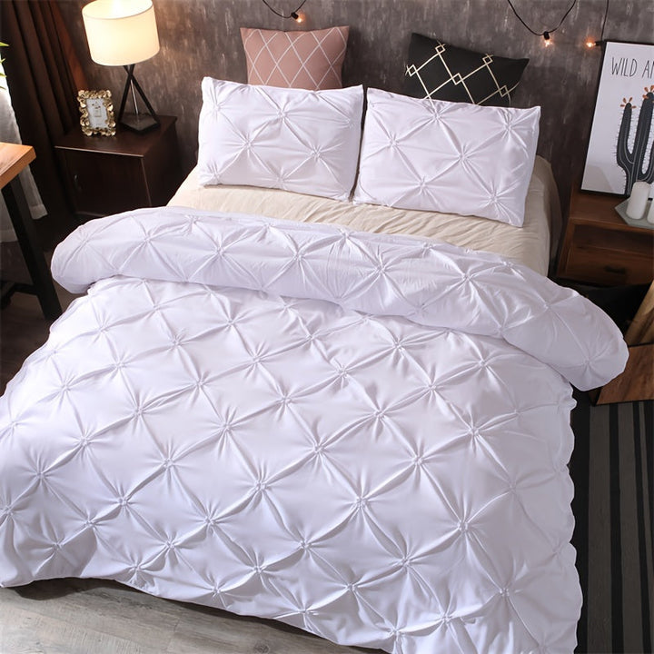 Pintuck Duvet Cover Set Polyester | Diamond Pleat Texture Design | Machine Washable with Matching Pillow Shams