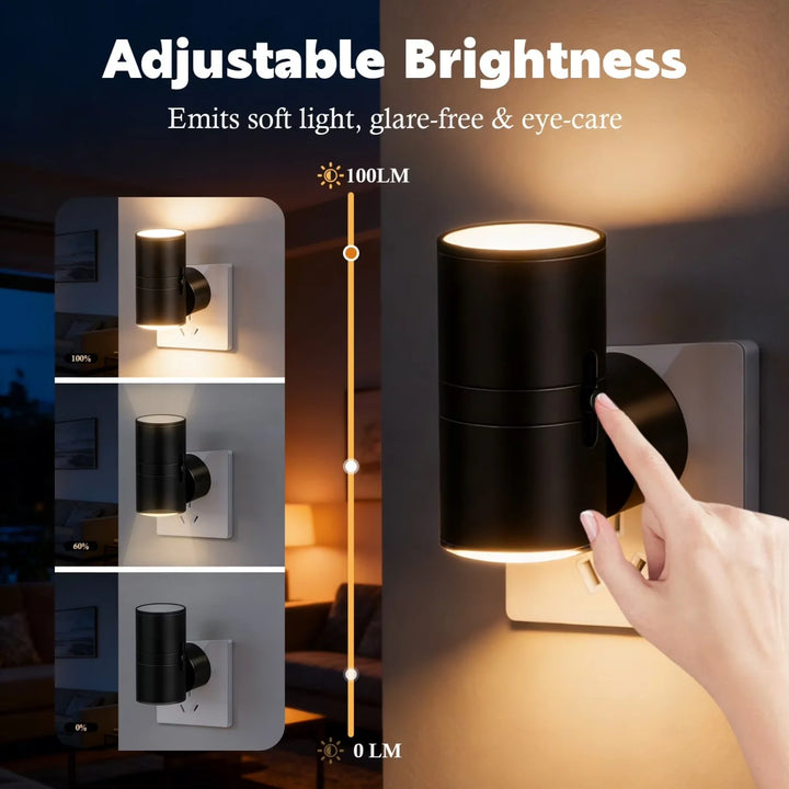 Plug In LED Night Light | Up-Down Beams, Dimmer Ring