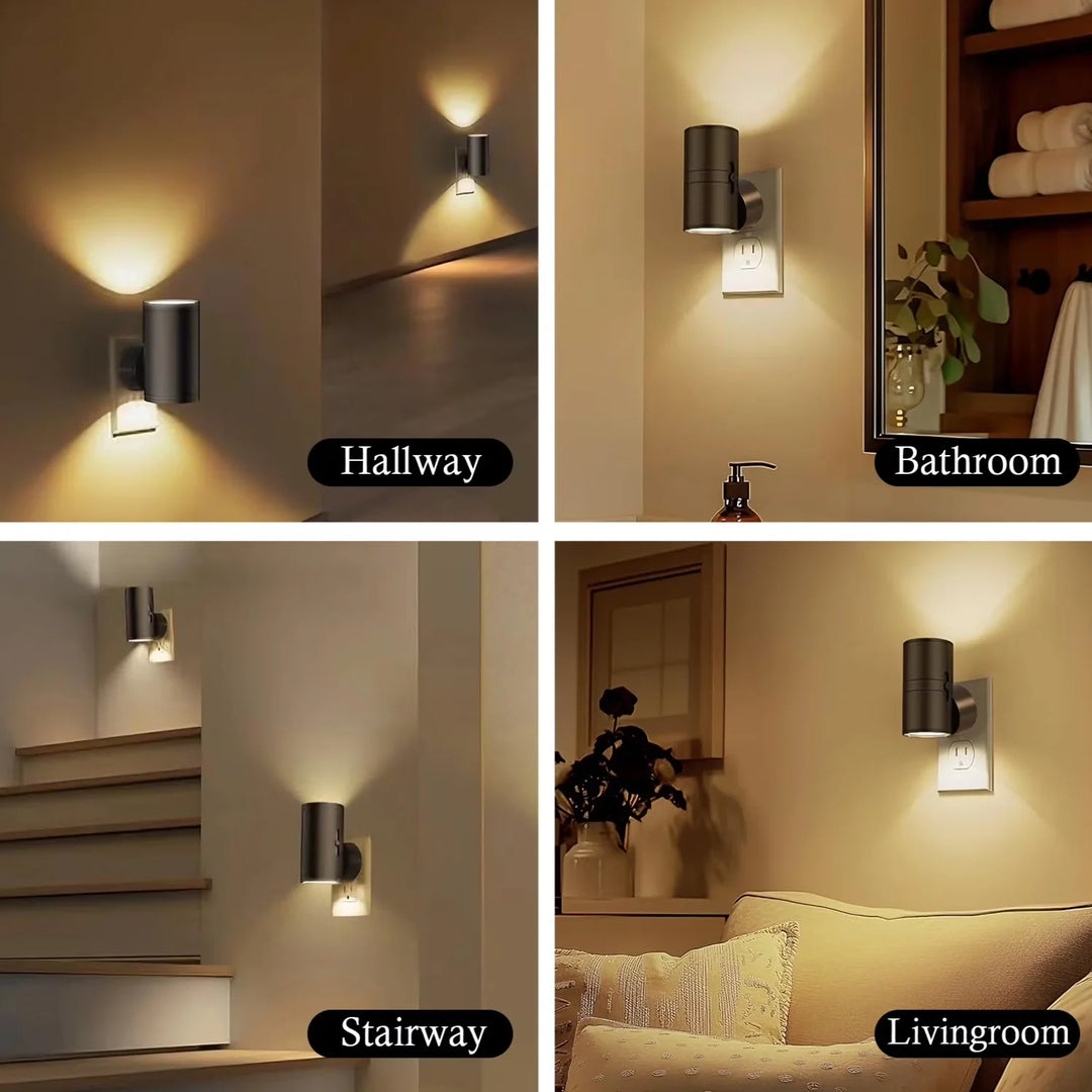 Plug In LED Night Light | Up-Down Beams, Dimmer Ring