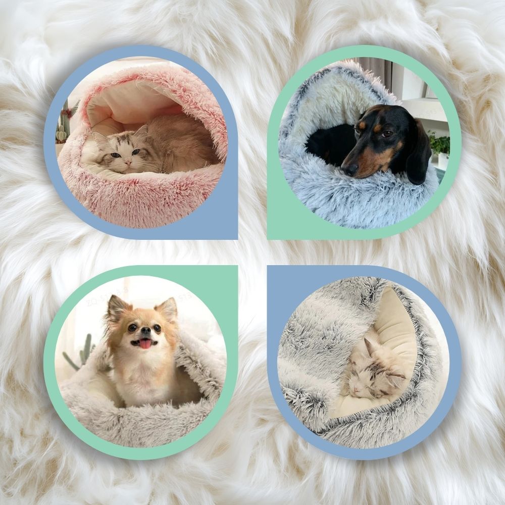 Plush Bed for Dogs and Cats | Cozy Cave Design
